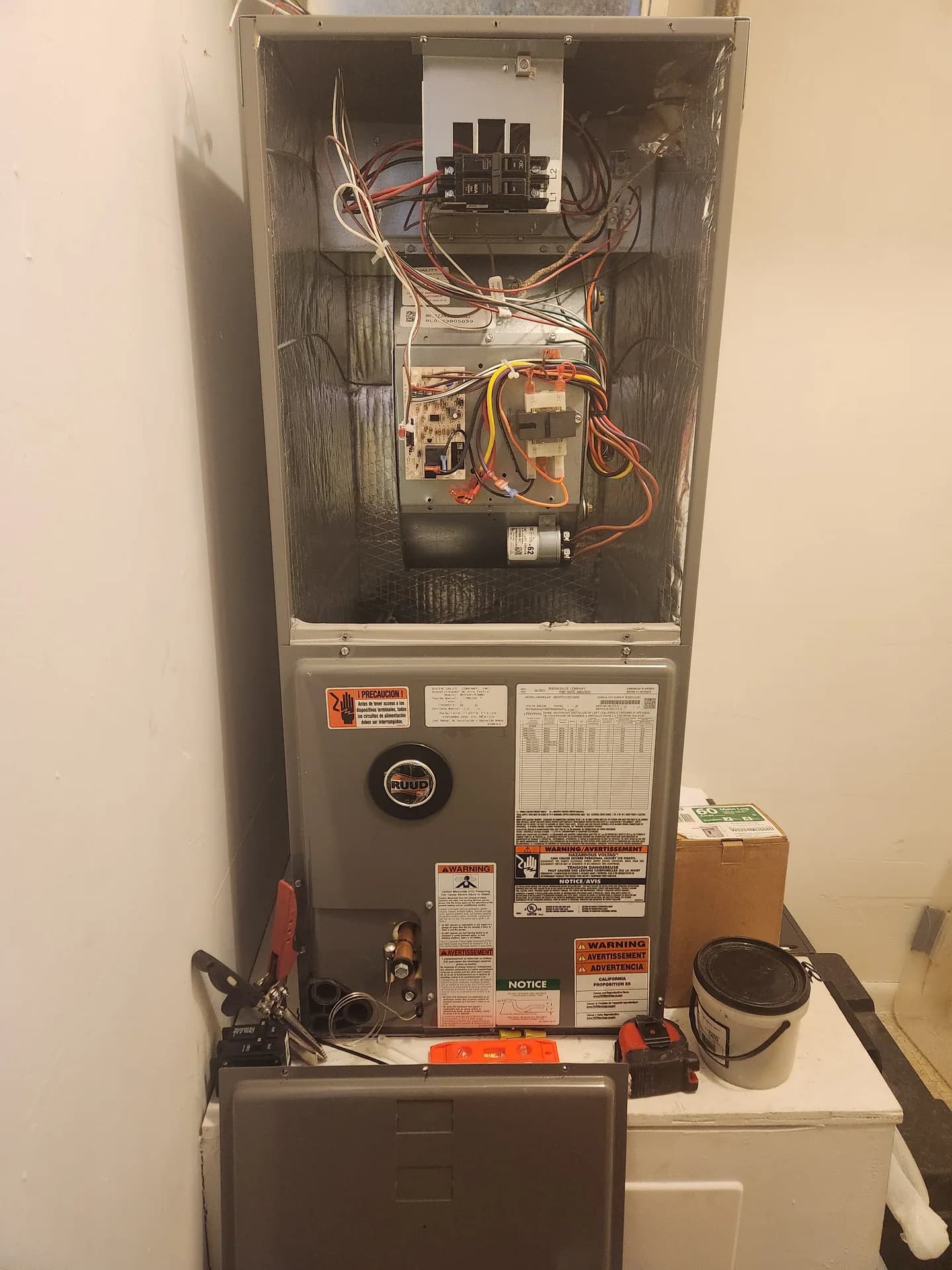 Furnace Repair Chicago — open residential furnace cabinet during inspection